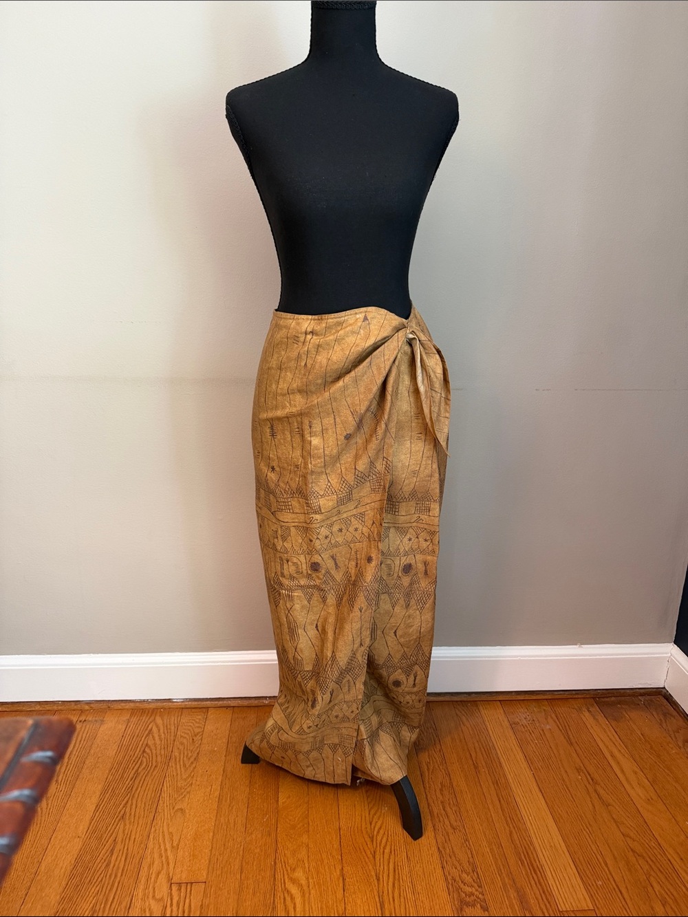 Lauren Ralph Lauren 100% Linen Wrap Maxi Skirt Tribal Print Size 6 Excellent con - Picture 3 of 8